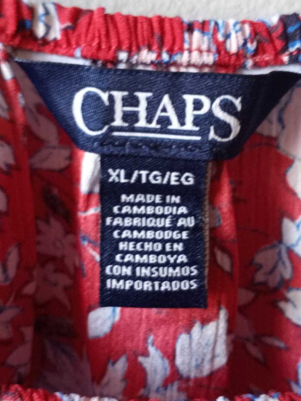 'CHAPS' 3/4 Sleeve XL Peasant Style Top EUC - Picture 3 of 9
